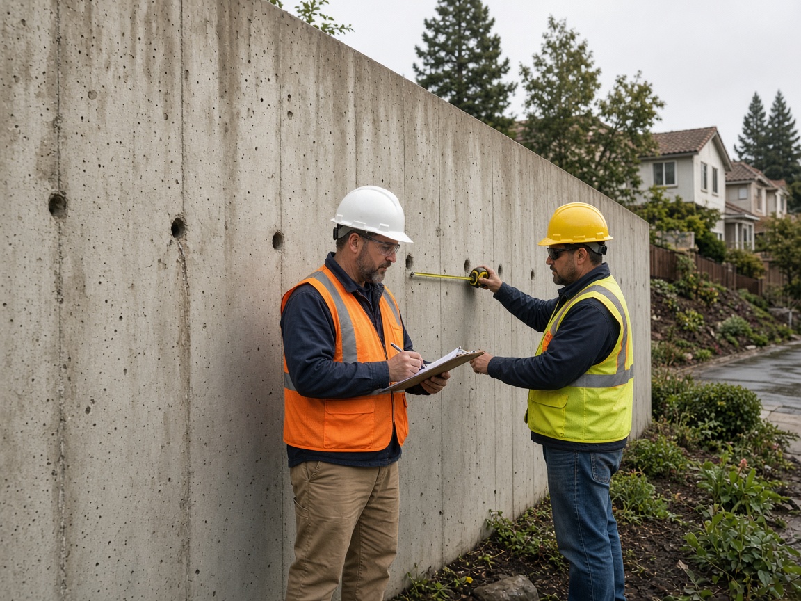 Retaining wall experts inspecting wall in San Jose